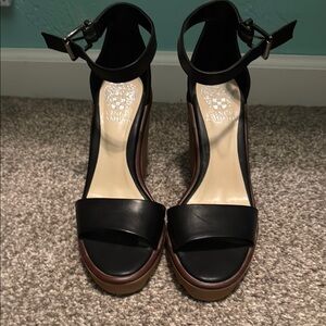 Vince Camuto Black Platform Sandals with Ankle Straps